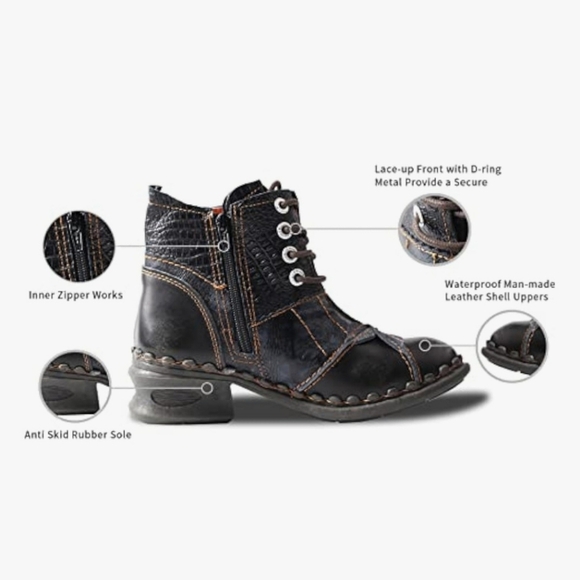 TMA Eyes Washed Leather Lace-up Boots - sz 38 EU / 7.5 US - Picture 11 of 13